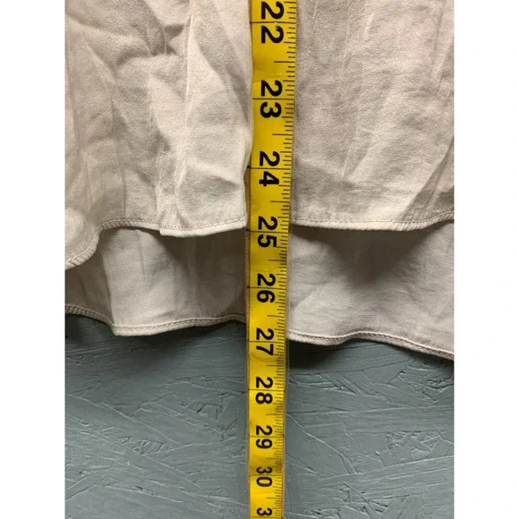 Maison‎ d’Amélie Women’s S Beige V-Neck Lightweight Long Sleeve Blouse Top - Picture 9 of 10